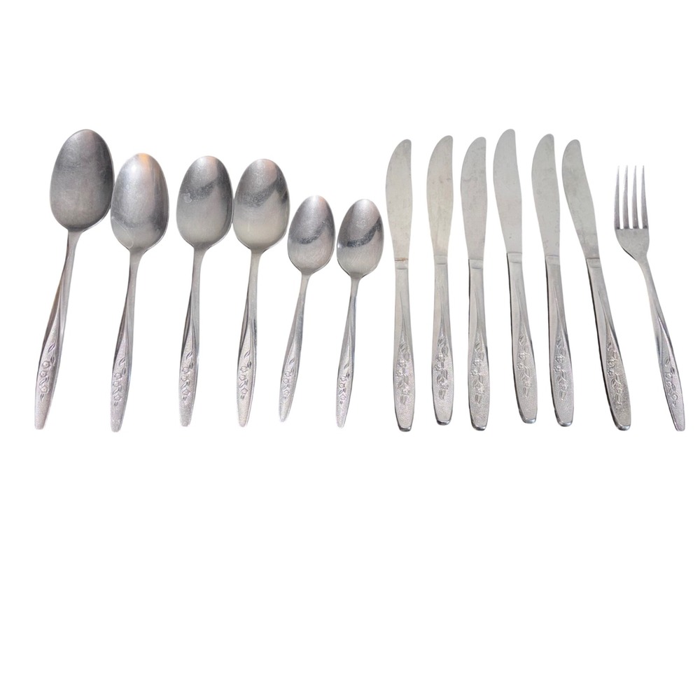 Superior Stainless USA | RADIANT ROSE Set | 4 Spoons, 2‎ tsp, 6 Knives, 1 Fork